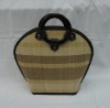 Handmade bamboo shopping bag with handles.