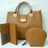 Handmade geniune leather  handbag purse set