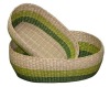 Handmade oval seagrass basket tray in multi color