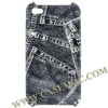Hard Case Cover with Denim Fabric Design for iPhone4/4G (Gray)