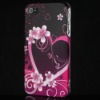Hard Plastic case For iPhone 4S&4G Beautiful Flower and Heart Pattern