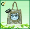 Hello Kitty 190t polyester folding bags with PU pocket