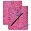 High Quality Leather Case With Zipper For i Pad 2(Hot Pink)