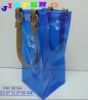 High Quality,Waterproof PVC Cool Bag with Leather Handle as Wine Bottle Holder