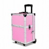 High-class pink aluminum trolley case