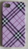 High quality tartan pattern leather back cover for iphone 4 cell phone cover protective leather back cover