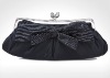 Hot Black Thicker Satin with Crystal Clutch Evening Bag 025