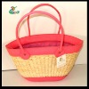 Hot Ladies New Style Corn Husk Straw Shoping Bag With Pink PU