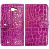 Hot Pink Crocodile Leather Cover Case Shell For Samsung Galaxy Note i9220