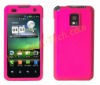Hot Pink Frosted Two Faced Hard Skin Case Plastic Cover Protector For LG P990