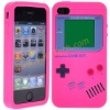 Hot Pink Game Boy Design Silicone Skin Case Cover for iPhone4