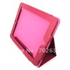 Hot Pink Lichi Lines Leather Case Cover for iPad 2 W/stand, 5 Colors