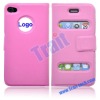 Hot Pink Luxury Wallet Case for iPhone 4 with Magnetic Closure