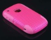 Hot Pink Mesh cambo case silicone +hole hard case For blackberry 8520/9300