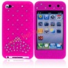 Hot Pink Rhinestone Crown Silicone Cover Case Shell For iPod Touch 4
