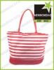 Hot Pink stripe beach tote bag