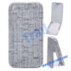 Hot Sale Gray Wood Flip Leather Case for iPhone 4