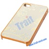 Hot Selling New Rose Pattern Leather Coat and Electroplated Hard Case for iPhone 4(Silver)