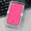 Hot pink Peacock Tail Style Chrome Side Hard Back Cover for iphone