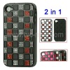 Hybrid Case for iPhone 4 With Dazzling Rhinestone Squared Cover TPU and Plastic Material