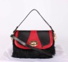 (In stock) 2011 winter new handbag , fashion handbag , rabbit hair hobo handbag,leather with rabbit hair Messenger bag,037064