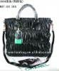 (In stock) 2012 new handbags,black color,full leather,folds sheepskin women ladies Messenger Bags,top brands in ladies bags