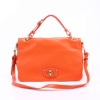 (In stock)2012 new leather handbag,shoulder messenger bags,tote bags,top brand in ladies bags,Lock hasp,5959 orange,big size