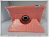 Ipad2 PU croco-skin rotation stand Pink with band