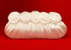 Ivory graceful satin lace flower evening bag077