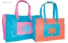 JUTE SHOPPING BAG WITH FLOWER DESIGN