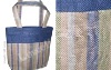 JUTE SHOPPING BAG WITH STRIPE DESIGN