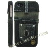Jeans Fabric Cloth Hard Case for iPhone 4(Black)