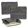Jeans Style Soft Pouch for Apple iPad with Dual Zipper Design
