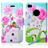 Jetoy Pink Rose Cat Flip Leather Cover for iPhone 4