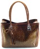 Just Leather Handbag Shoulder Bag With Knitted Leather Handles Ostrich Pattern