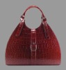 Just Leather Ladies Stirrup Top Handle Handbag Shoulder Bag Croc Pattern Red 60