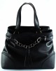 Just Leather Top Handle Large Tote Handbag Shoulder Bag With Metal Chain