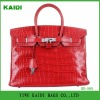 KD-S65 Lock and Key Red croco embossed lady handbag