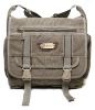 Khaki canvas college student shoulder bag