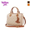 Korean fashion brand handbags VORENJAY latest design for women KAYDEN signature totebag with dog ornament