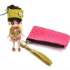 Korean style coins bag purse with doll pendant cell phone bag wallet