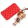 Korean style coins bag purse with doll pendant cell phone bag wallet