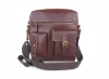 LY2033-2 brown cow hide gusset pocket sling bag/hunter bag