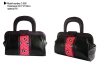 Ladies black PU hard handle Handbags fushia trim fashion