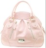 Ladies light pink mixed Korean and Europe style big zipper pocket leather handbag(leather bag)