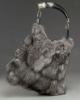 Ladies' luxurious silver fox fur handbags