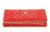 Ladies' red PU Wallet with Metallic Decorates