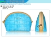 Ladies semi-round blue shiny zipper Cosmetic bag