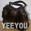 Lady Fahion new Style blue Fox fur Bag T-12