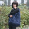 Lady/Women Fashion Blue New Rabbit Fur knitted Tote Bag 11YY-Z07